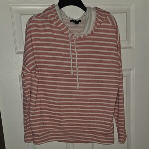Striped Pink & White Hoodie Pullover